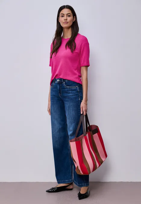 T-shirt à col rond en tricot magenta dream T-shirt à col rond en tricot magenta dream