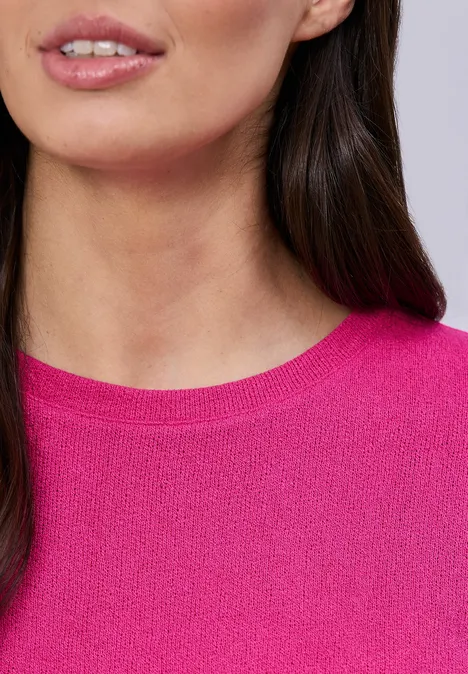T-shirt à col rond en tricot magenta dream T-shirt à col rond en tricot magenta dream