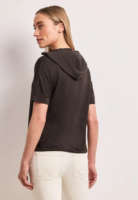 T-shirt à manches courtes avec capuche et cordon de serrage espresso brown T-shirt à manches courtes avec capuche et cordon de serrage espresso brown