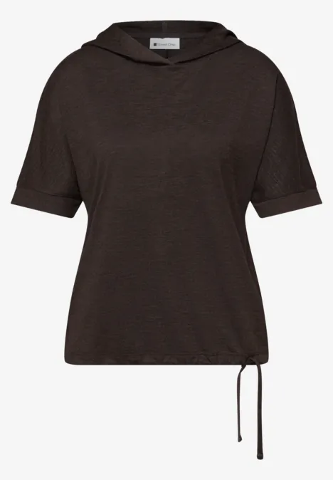 T-shirt à manches courtes avec capuche et cordon de serrage espresso brown T-shirt à manches courtes avec capuche et cordon de serrage espresso brown