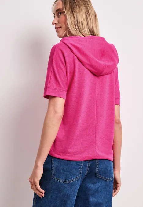 Kurzarm Shirt mit Kapuze und Tunnelzug magenta dream