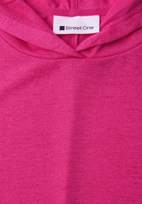 Kurzarm Shirt mit Kapuze und Tunnelzug magenta dream
