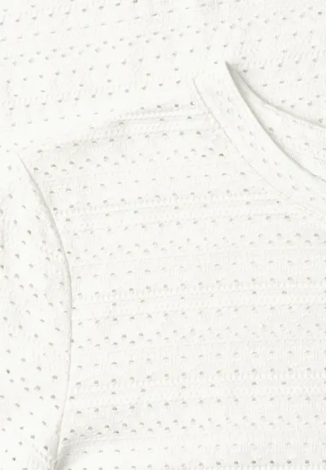 Kurzarm Shirt mit Rundhals aus Spitze off white Kurzarm Shirt mit Rundhals aus Spitze off white