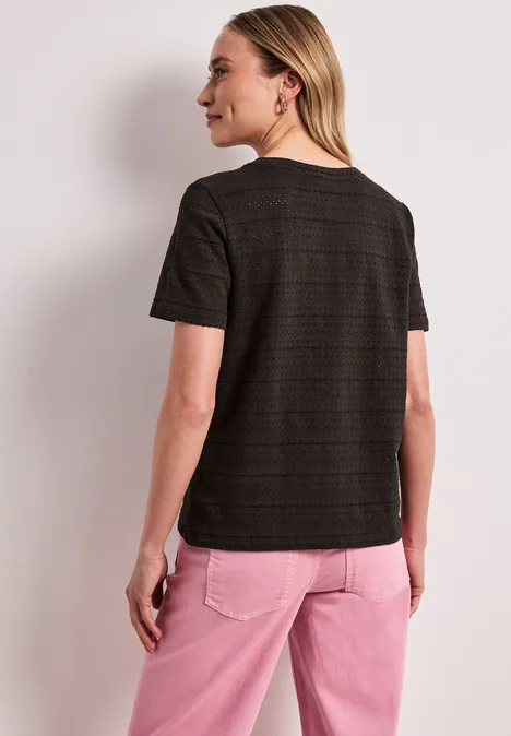 T-shirt à manches courtes et col rond en dentelle espresso brown T-shirt à manches courtes et col rond en dentelle espresso brown