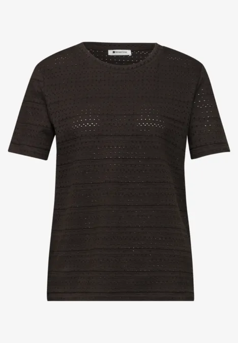 T-shirt à manches courtes et col rond en dentelle espresso brown T-shirt à manches courtes et col rond en dentelle espresso brown