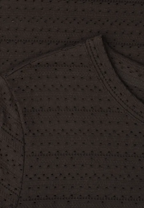 T-shirt à manches courtes et col rond en dentelle espresso brown T-shirt à manches courtes et col rond en dentelle espresso brown