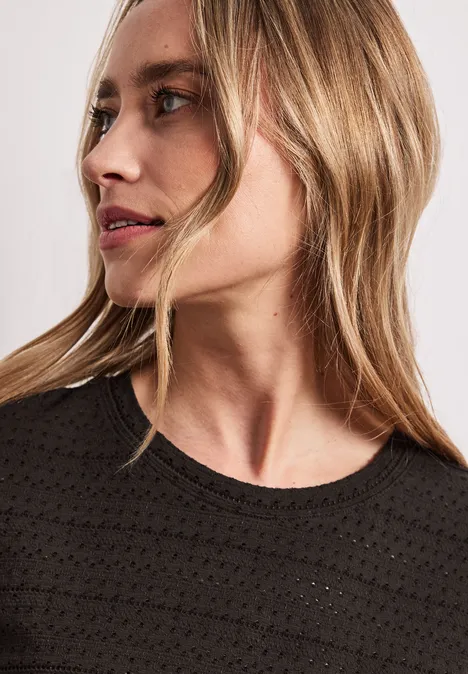 T-shirt à manches courtes et col rond en dentelle espresso brown T-shirt à manches courtes et col rond en dentelle espresso brown