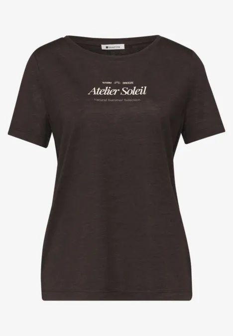 T-shirt à col rond avec wording espresso brown
