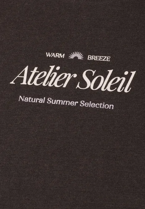 T-shirt à col rond avec wording espresso brown