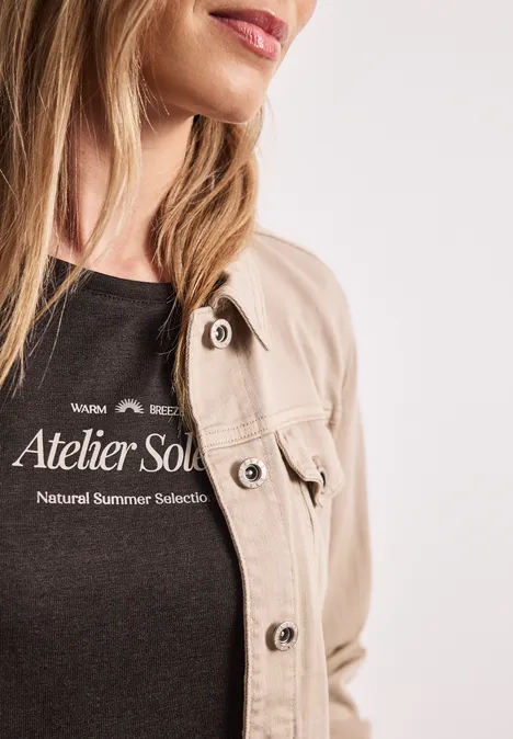 T-shirt à col rond avec wording espresso brown