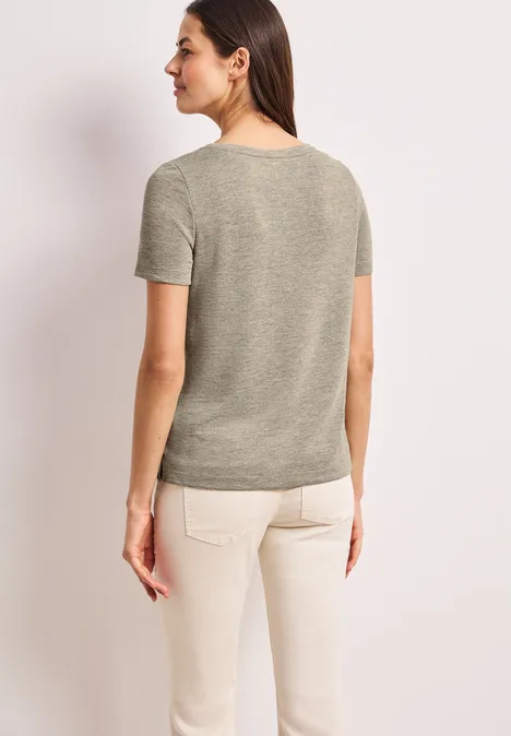 T-Shirt mit Rundhals und Wording timeless beige T-Shirt mit Rundhals und Wording timeless beige