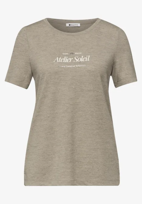 T-Shirt mit Rundhals und Wording timeless beige T-Shirt mit Rundhals und Wording timeless beige
