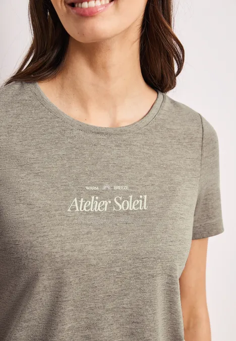 T-Shirt mit Rundhals und Wording timeless beige T-Shirt mit Rundhals und Wording timeless beige