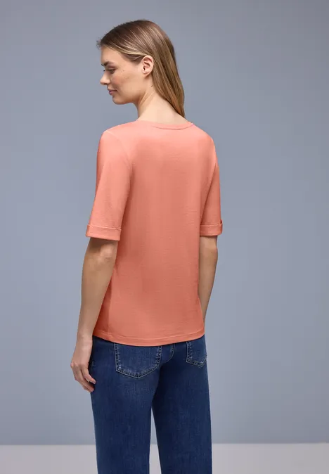 T-Shirt mit Turn-Up light apricot