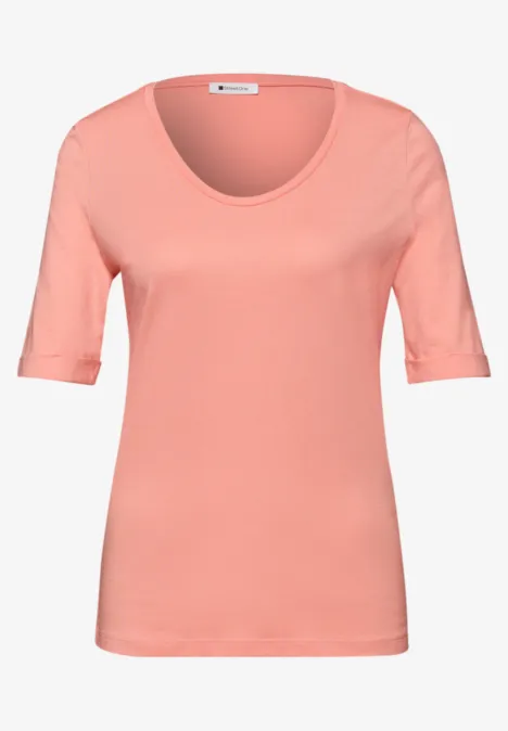 T-Shirt mit Turn-Up light apricot