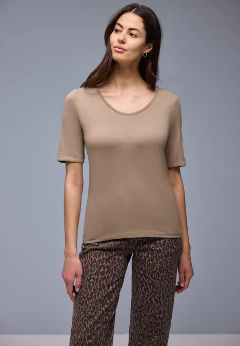 T-Shirt mit Turn-Up light terra mocha
