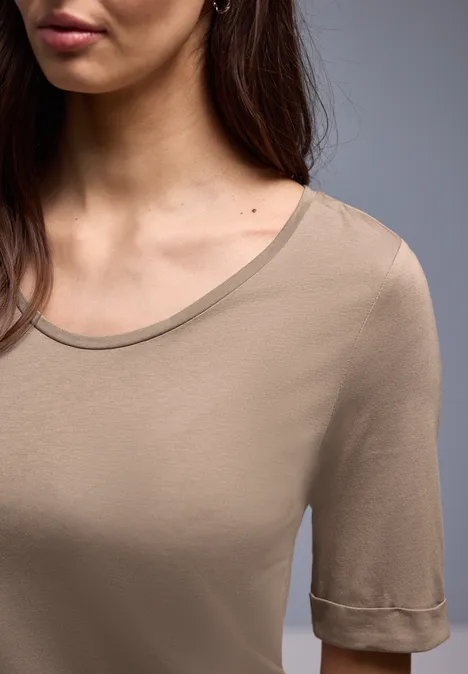 T-Shirt mit Turn-Up light terra mocha