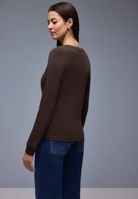 Shirt in Unifarbe molten earth