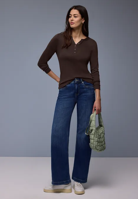 Shirt in Unifarbe molten earth