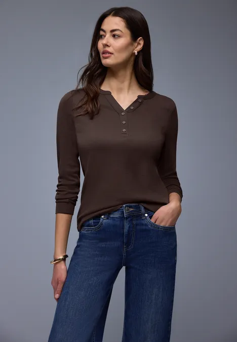 Shirt in Unifarbe molten earth