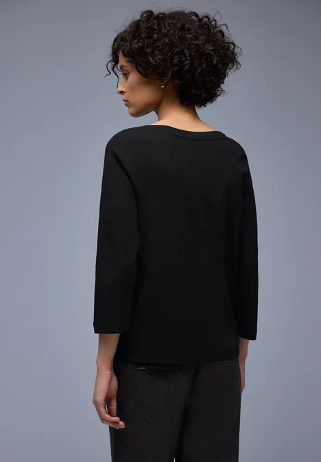 Shirt in Rippstruktur Black
