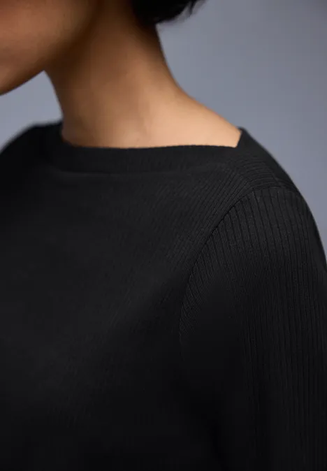 Shirt in Rippstruktur Black