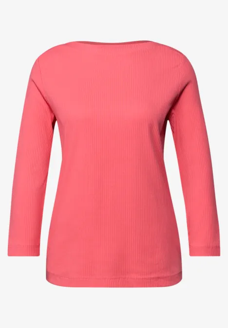 Shirt in Rippstruktur striking coral