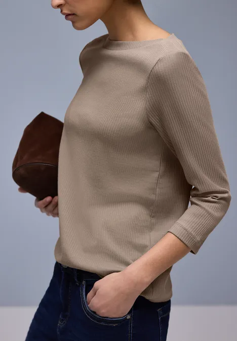 Shirt in Rippstruktur light terra mocha