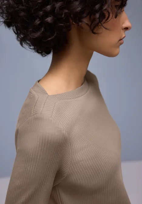Shirt in Rippstruktur light terra mocha