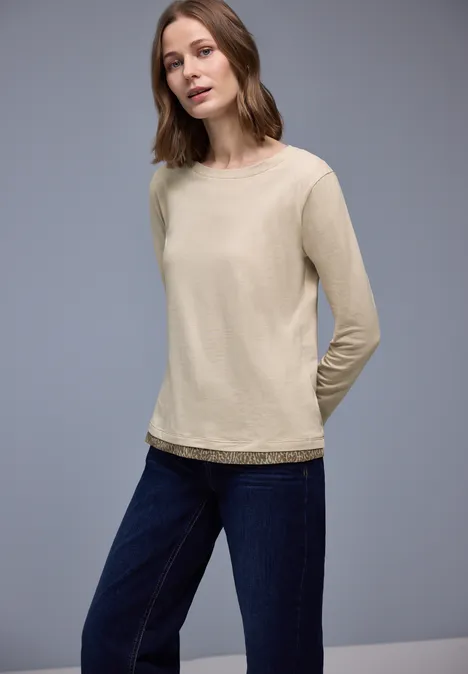 Shirt met leo details cotton beige