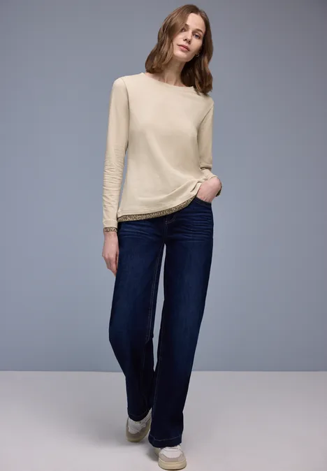 Shirt met leo details cotton beige