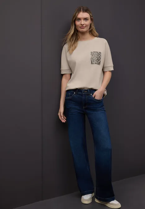 Shirt met leo borstzak cotton beige Shirt met leo borstzak cotton beige