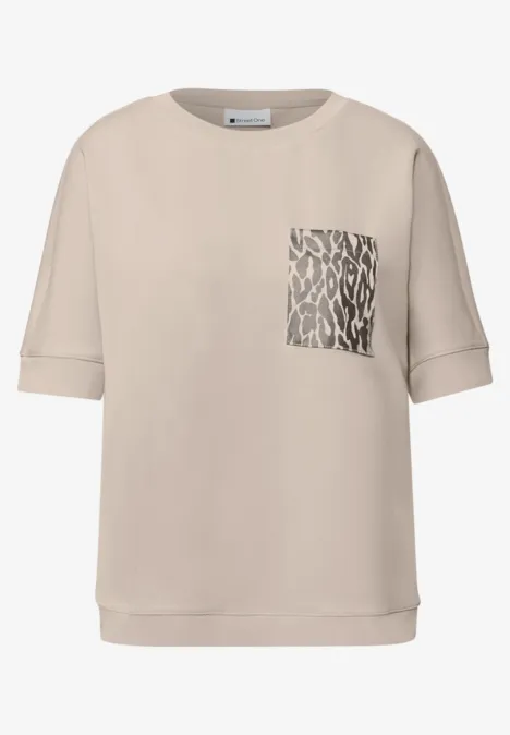 Shirt met leo borstzak cotton beige Shirt met leo borstzak cotton beige