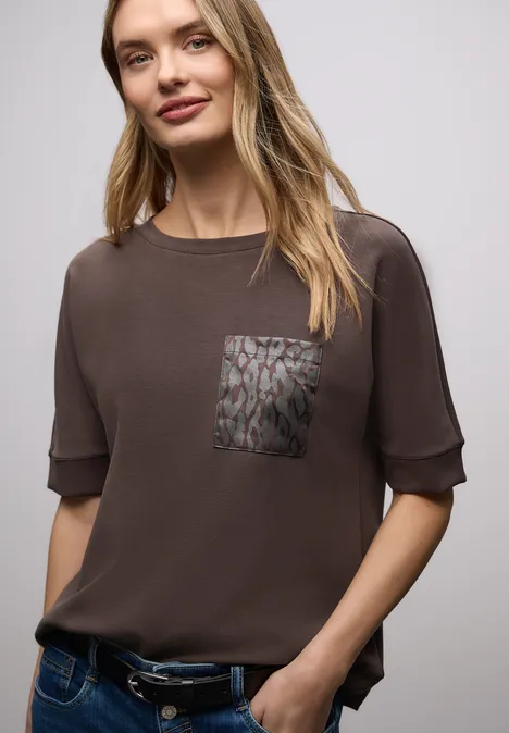 T-Shirt mit Leo-Brusttasche molten earth T-Shirt mit Leo-Brusttasche molten earth