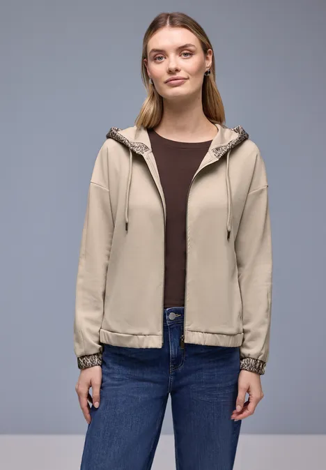 Hoodie jas cotton beige