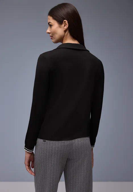 Bluzka z detalami w stylu college Black