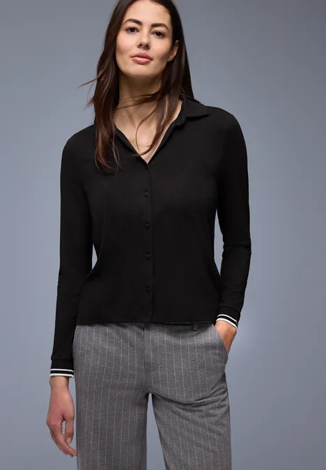 Bluzka z detalami w stylu college Black