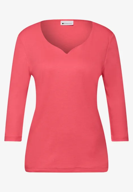Shirt mit Herzausschnitt striking coral