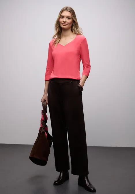 Shirt mit Herzausschnitt striking coral