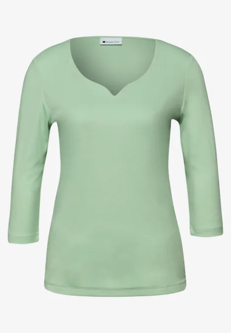 Shirt mit Herzausschnitt pale mint green
