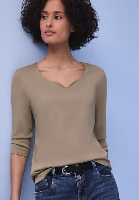 T-shirt avec encolure en cœur light terra mocha