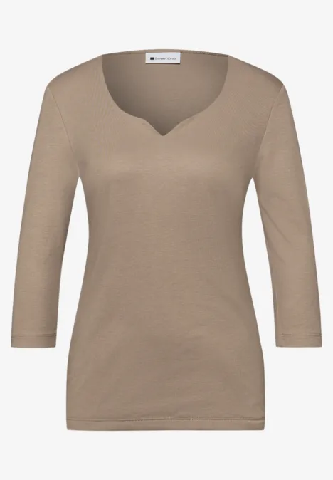 T-shirt avec encolure en cœur light terra mocha
