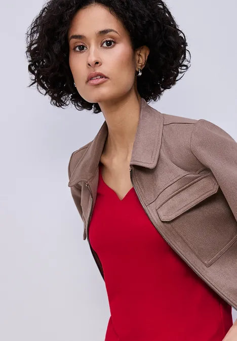 Shirt met hartvormige halslijn salsa red