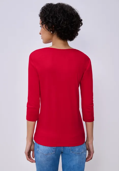 Shirt met hartvormige halslijn salsa red