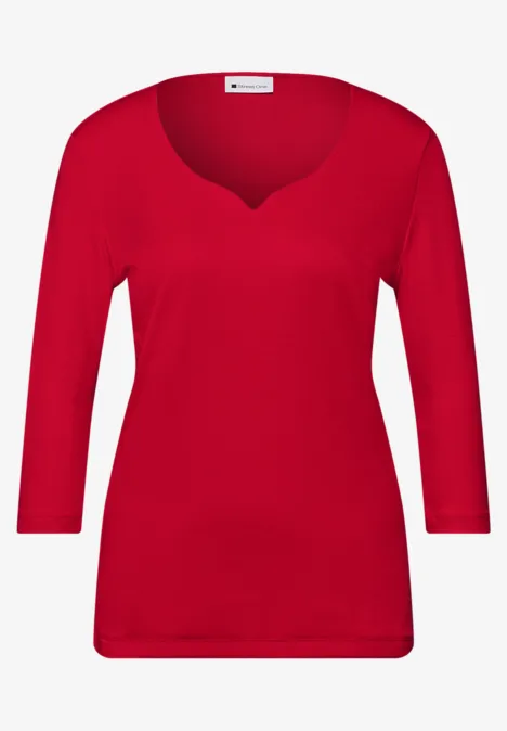 Shirt met hartvormige halslijn salsa red