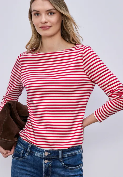 Gestreiftes Shirt power berry