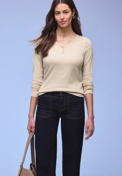 Gestreiftes Shirt cotton beige