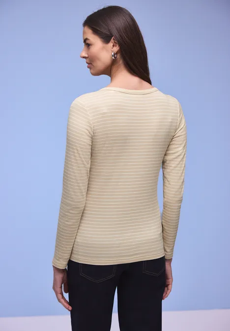 Gestreiftes Shirt cotton beige
