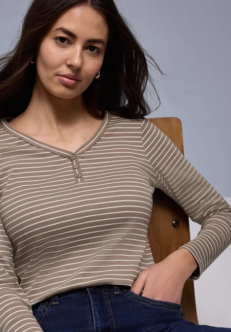 Gestreiftes Shirt light terra mocha