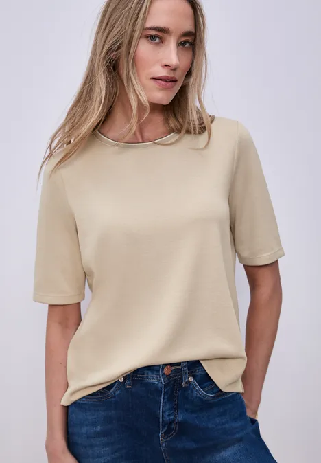 T-shirt avec détail contrasté cotton beige